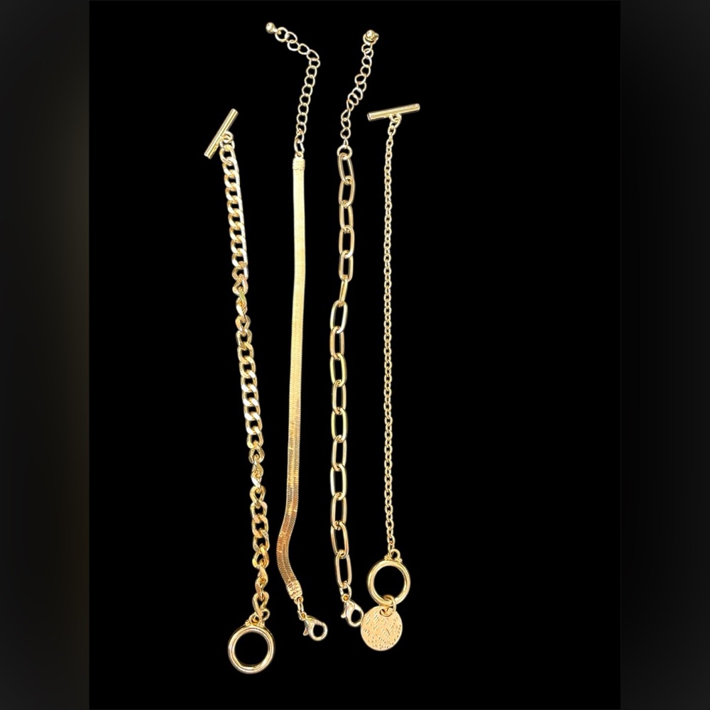 4pcs Punk Cuban Link Chain & Coin Pendant Bracelet Set – NWT - Picture 2 of 7
